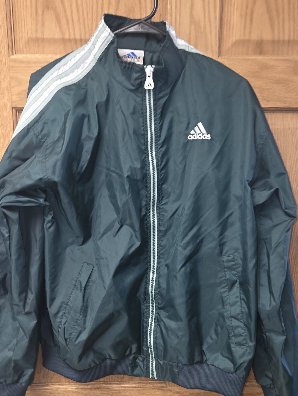 Vintage 90s Adidas men's nylon soccer jacket - green - size medium